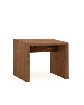Mesita / taburete de madera maciza en tono nogal de 45x50cm