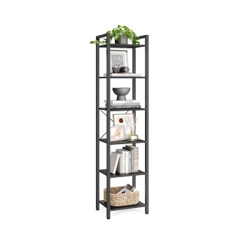 Librería de 6 Niveles Marrón Rústico y Negro, Negro Ébano + Negro