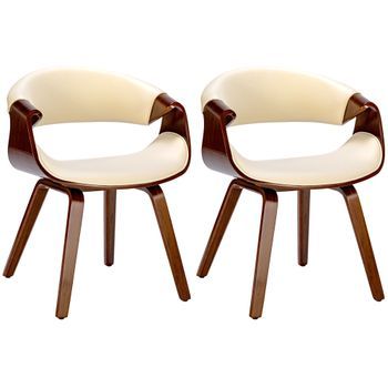 Set De 2 Sillas De Comedor Foley Simil Cuero Nogal/crema 52x62x76 Cm Clp