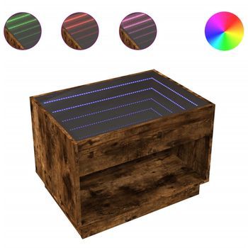 Mesa De Café - Mesa De Centro Con Infinity Led Roble Ahumado 70x50x50 Cm
