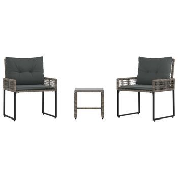 Juego De Muebles De Exterior Con Cojín 3 Piezas | Mobiliario De Jardín Gris