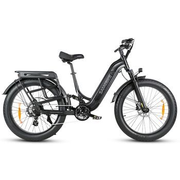 Bicicleta Eléctrica Samebike Crest De Cuadro Bajo Y Neumáticos Anchos, 48 ​​v 20 Ah, Negra