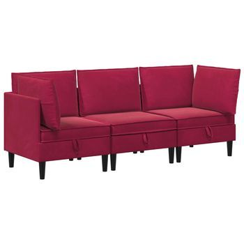Juego De Muebles De Salón 3 Uds. Rojo Vino Terciopelo Vidaxl