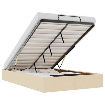 Estructura De Cama Otomana Sin Colchón Tela Crema 120x200 Cm Vidaxl