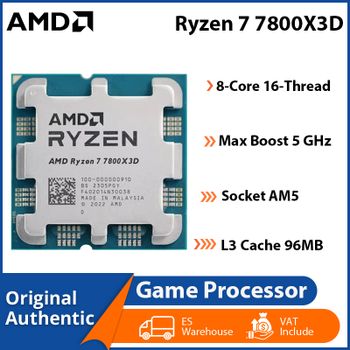 Procesador de Juegos AMD Ryzen 7 7800X3D Original, R7 7800 X3D, 8 Núcleos, 16 Hilos, CPU 5NM, Socket AM5, Caché L3 de 96M