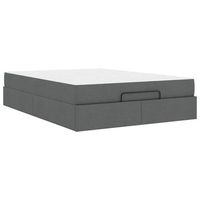 estructura de cama con colchon gris oscuro 140 x 190 cm tela