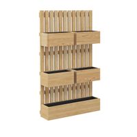 outsunny jardinera de pared de madera con enrejado y 5 macetas moviles para jardin terraza patio 60x16x100 cm natural