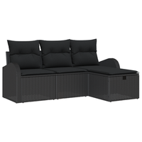 juego de sofas de jardin de 4 uds con cojines negro poliratan cfw888076