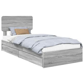Cama Con Almacenamiento Con Cajón Gris Sonoma 75 X 190 Cm Vidaxl
