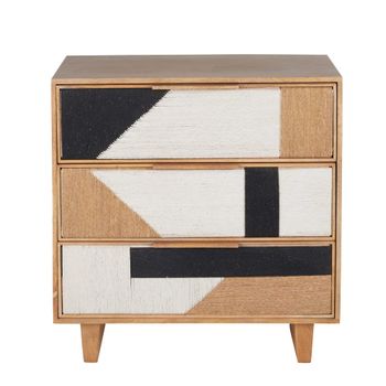 Cómoda alta de madera de mango con 3 cajones 85 cm