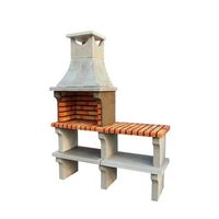 bbq x-art - barbacoa con 2 encimeras construido con ladrillo y cemento refractario - 142x50x193cm