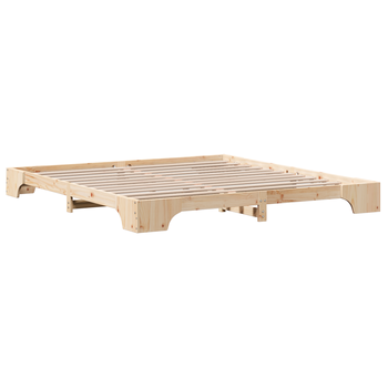 Cama Matrimonial | Cama Doble | Estructura De Cama Natural Madera De Pino Macizo 180 X 200 Cm Cfw73950