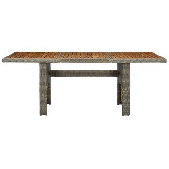 Mesa De Jardín | Mesa De Exterior Ratán Sintético Marrón Y Madera Maciza Acacia
