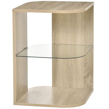 Mesita auxiliar de salón 40x40x56 cm madera natural