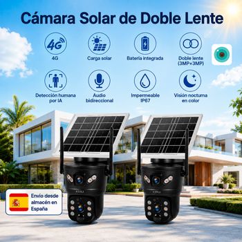 Cámara Solar KERUI 6MP 4G para Exteriores, Cámara de Doble Lente con Panel Solar, Impermeable, para Seguridad del Hogar, Videovigilancia V380pro