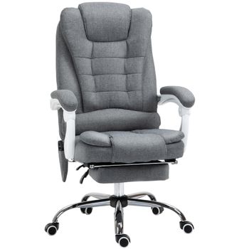 Vinsetto Silla de Oficina con 6 Puntos de Masaje Función de Calentamiento Reposapiés y Control Remoto 65x70x111-119 cm Gris