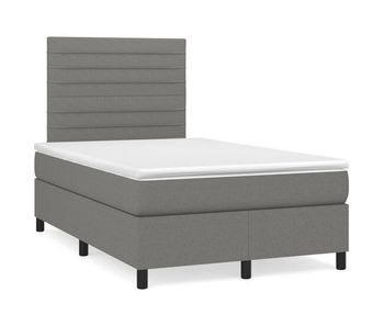 Cama box spring con colchón tela gris oscuro 120x200 cm rayas horizontales