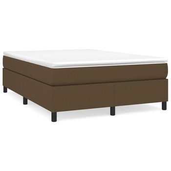 Estructura De Cama Con Somier Tela Marrón Oscuro 140x190 Cm Vidaxl