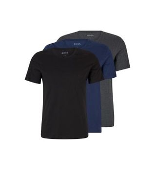 BOSS para hombre. 50475284 Pack 3 Camisetas RN 3P Clásico marino, gris, negro (L), Casual, Algodón, Manga corta