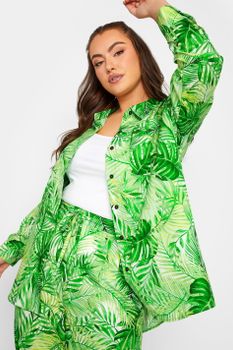 Limited Collection Camisa Verde Hojas Palmera, Mujer Curvy Y Tallas Grandes, Yours