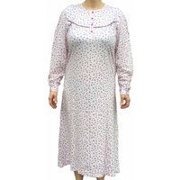 buttoned top longer length 50 inch long sleeve cotton nightdress