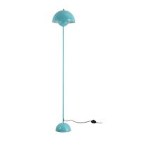 lampara de pie con forma de seta de metal turquesa celeste alt 160