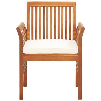 Silla De Comedor Para Jardín | Silla De Exterior | Sillón Con Cojín Madera Maciza De Acacia