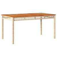mesa de jardin  mesa de exterior ratan sintetico madera acacia beige 140x80x75 cm