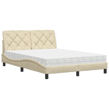 Cama Con Colchón Tela Color Crema 140x200 Cm Vidaxl