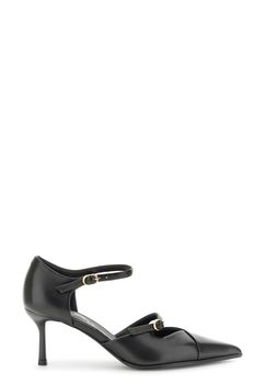 salones abiertos de piel napa con doble hebilla black
