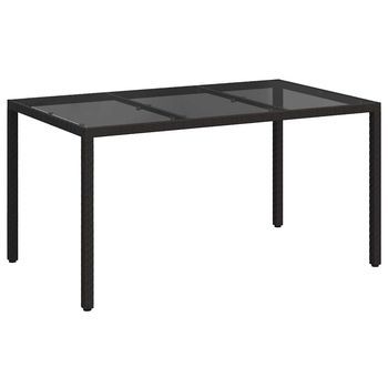 Mesa De Jardín | Mesa De Exterior Negro 150 X 90 X 75 Cm Ratán Sintético