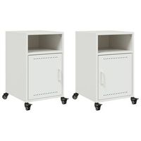 pack 2 uds mesitas de noche  mesilla de noche acero blanco 36x39x59 cm