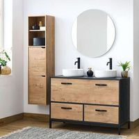 muebles de bano pack sena roble gold y negro lavabos incluidos