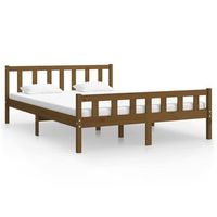 estructura cama madera maciza marron miel king size 150x200 cm