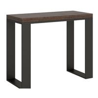 consola pequena extensible en madera y acero antracita noceta 90x4590 cm-color marron