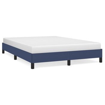 Cama Doble | Cama Para Adultos | Estructura De Cama De Tela Azul 140x190 Cm