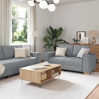 vidaxl sofa 3 uds gris claro tejido mezcla de lino