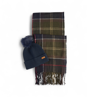 barbour para mujer lgs0054 set regalo gorro y bufanda dover marino verde osfa casual viscosa