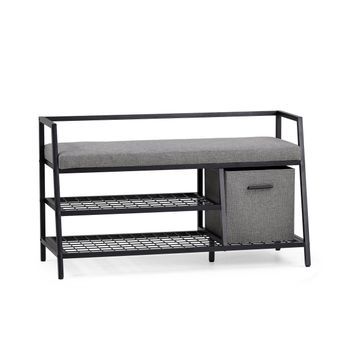 Armario Para Zapatos / Banqueta Estha Loft Con Cajón Incluido, Negro / Gris, Hjh Living