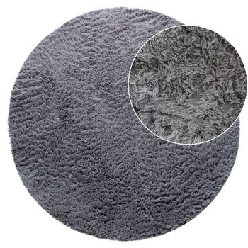 Alfombra de pelo largo Silvana gris  80 cm redondo