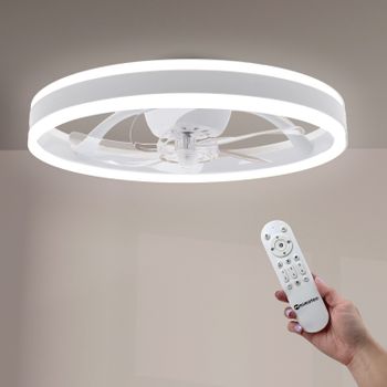Ventilador de Techo LED Verona CCT Ø50 cm con Mando y APP Iluminación LED 36W 3600 lm 6 Velocidades Motor DC Silencioso para Dormitorios y Salones