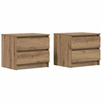 Mesitas De Noche 2 Uds Madera Ingeniería Roble 50x40x43.5 Cm Vidaxl