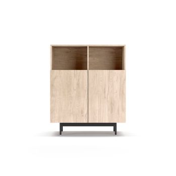 Aparador 2 huecos melamina roble patas grafito 110x90x34 cm