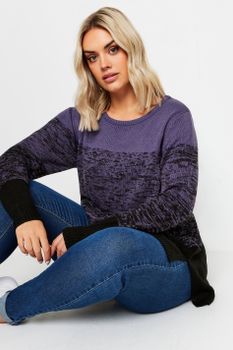Yours Jersey De Punto Morado Y Negro Degradado, Mujer Curvy Y Tallas Grandes, Yours