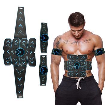 Cinturón De Masaje Ems Inteligente. Masajeador Estimulador Para Abdominales, Brazos/piernas. 20x1,5x22 Cm. Color: Azul