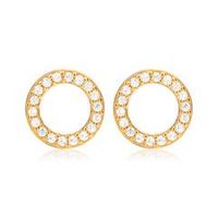pendientes circulo plata 925 chapado oro circonita