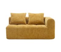sofa comodo 2 plazas - sin montaje suave con cojin bolsillos laterales para control remoto y movil - amarillo