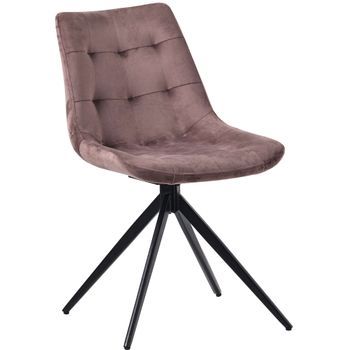 Silla De Comedor Merna Terciopelo Marrón 56x48x82 Cm Clp