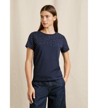 Pepe Jeans para mujer. PL5000056 Camiseta Elodie marino (XS), Casual, Algodón, Manga corta