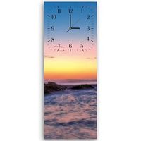 legendarte - reloj de pared atardecer al mar cm 30x90